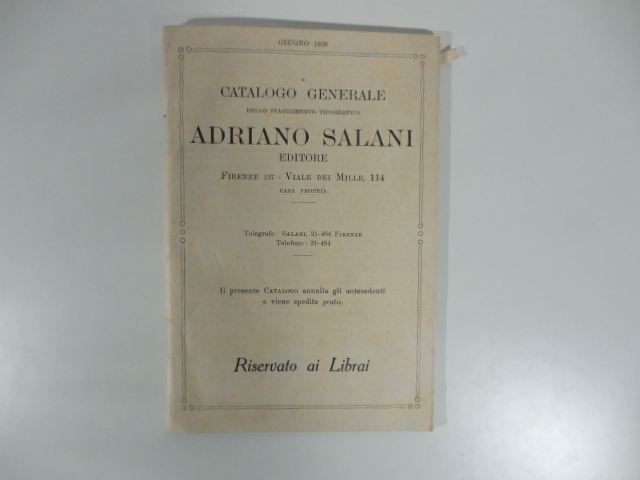 Catalogo generale dello stabilimento tipografico Adriano Salani editore, giugno 1928
